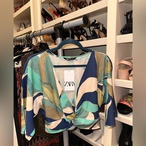 BNWT Zara Printed Linen Crop Top
